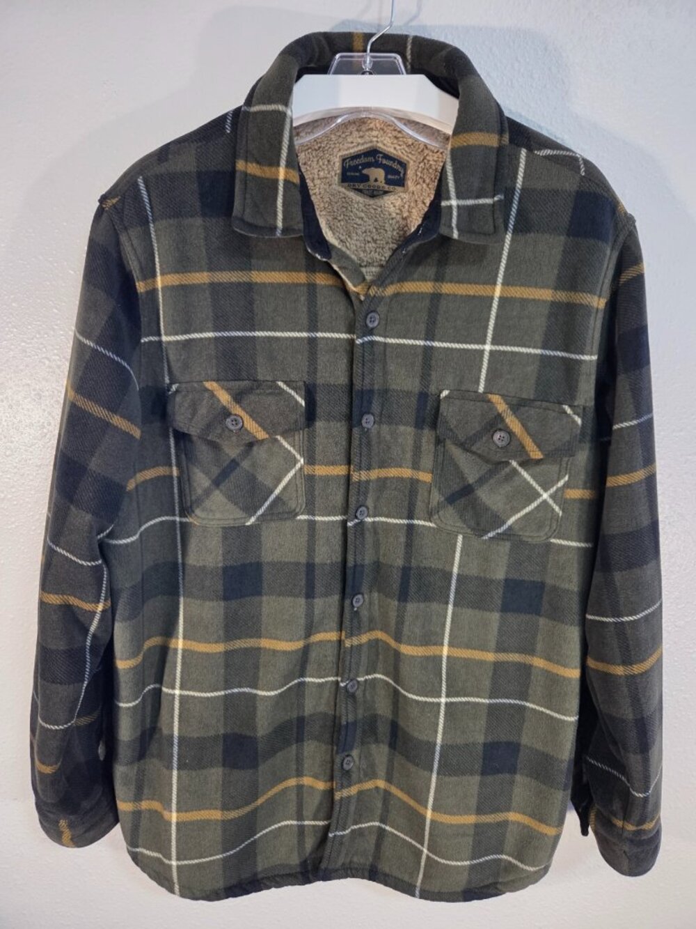 Freedom Foundry Super Plush Flannel-Fleece Shirt Jacket Sherpa Lining Size XL